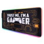 Speed RGB Gaming Mouse Pad, Soft Glowing 14 LED Modes, Gaming Desk Keyboard Pad, Mouse Mat, Non-Slip Rubber Base - 78x30 cm - I am a Gamer Quote - Image 2