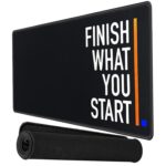 Storite 600x300x2mm Large Extended Gaming Mouse Pad with Speed Type Non-Slip Rubber Base Mousepad, Desk Mat Stitched Embroidery Edge Mouse Mat - Finish What You Start Quote - Image 2