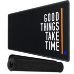 Storite Flight of Fashion Large Extended Mouse Pad XXL with Non-Slip Rubber Base, Stitched Edge Mouse Mat for Laptop, Computer & Desk - 600x300x2mm - Good Things Take Time Quote - Image 2