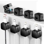 Storite Pack of 8 Magnetic Cable Organizer Clips – Self-Adhesive Wire Management Solution for Home and Office,Car,Desk, Management Solution for Data Cable, Power Cords and More - Black - Image 2