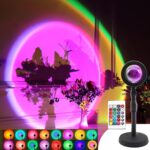 Sunset Lamp Projector 16 Color LED Light Desk Lamp Rainbow Night Light 360° Rotation Romantic Mood Sunlight for Bedroom, Party, Photography with Remote - Image 2