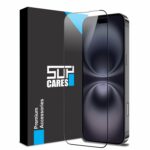 SupCares Tempered Glass for iPhone 15 and iPhone 16 (6.1 Inch) With Installation Kit | Military-Grade Gorilla Screen Protector | Edge to Edge Coverage | Black - Image 2