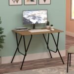 TABLE MAGIC City 90 Foldable Laptop Table Mat Finish Study Computer Desk, Dining Multipurpose Table Engineered Wood Epoxy Powder Coating Size 90 x 60 x 71 cm (Golden Teak) - Image 2