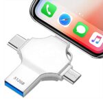 TECHNOVIEW Flash Drive 512GB 4 in 1 Pendrive with Light-ning, Micro USB, USB A, Type-C Interface Mini Hangable Pen Drive for iOS & Android Compatible with Phone, Pad, Android, PC and More Devices - Image 2
