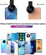 TYROCX Phone Camera Lens, 2 in 1 Cell Phone Clip-on Lens Kit 0.45X Wide Angle Lens 140°+ 12.5X Macro Lens Clip-on Phone Lens for All Smartphones - Image 2