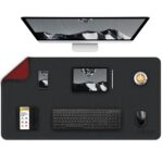 Tukzer Extended Vegan PU Leather Mouse Pad Desk mat Smooth Reversible Dual Color Splash Proof Anti Fray Stitched Edges Non-Slip Mousepad for Laptop Notebook Gaming Computer(Black & Red 90CM X 45CM) - Image 2
