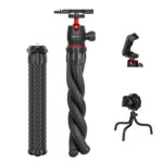 Tygot T-111 Camera Tripod, Mini Flexible Tripod Stand with Hidden Phone Holder w Cold Shoe Mount, 1/4'' Screw for Magic Arm, Universal for iPhone 14 13 Pro XS Max Samsung Canon Nikon Sony Cameras - Image 2