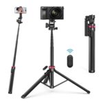 ULANZI MT-78 Extendable Phone Tripod, 72.83" Selfie Stick Camera Tripod Stand with 2-in-1 Phone Clip, 360° Ball Head with Cold Shoe for iPhone, Sony, Canon, Lightweight for Travel - Image 2