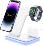 UNIGEN UNIDOCK 3in1 Fast Wireless Charger for iPhone 17/16/15/14/13/12/11 Series/SE/XS/XS Max/XR/X/8/8 Plus, Charging Stand for Apple Watch 10/9/SE/8/7/6/5/4/3/2/Ultra and Pods Pro/3/2-White - Image 2