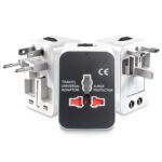 UNIGEN Universal Travel Adapter with Multiple Plug Pins | Worldwide Charger Adaptor Plug for US, UK, EU, AUS with Surge Protection | All-in-One International Power Converter - Black/White - Image 2