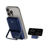 URBN 10000 mAh Stand Pro Magsafe Power Bank with Foldable Metalic Stand | 15W Fast Wireless Charging | Strong Magnetic Hold | Type C Input/Output | Pass Through Charging (Blue) - Image 2