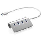 USB 3.0 Hub 4-Port Portable Data Hub for Mac, iMac, Pro Air, Ultrabooks, Tablet, Laptop and Any PC, Windows, Mac OS X and Linux Systems - Silver - Image 2