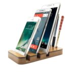 VAH- Kya Bat Hai !! 3 Compartments for Phone Stand and 3 Hole for Pen Holder Wooden Mount Mobile Stand for Table, Office Desk Accessories (Wooden) - Image 2