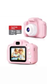 VeeDee Kids Camera Children Digital Cameras Toys 1080P 2.0" IPS Screen FHD Toddler Video Recorder Great Birthday Gifts for Kids with 16 gb SD Card (Pink) - Image 2