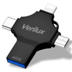 Verilux Pendrive 64GB, 4 in 1 Flash Drive with Light-ning, Micro USB, USB A, Type-C Interface Mini Hangable PenDrive for iOS & Android Compatible for iPhone, iPad, Android, PC and More Devices, Black - Image 2