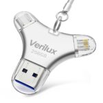 Verilux® Pendrive 256 GB, 4 in 1 Type C Pendrive with Light-ning, Micro USB, USB A, Type-C Port, Mini Hangable Pen Drive for iOS & Android Compatible with iPhone, iPad, Android, PC, White - Image 2