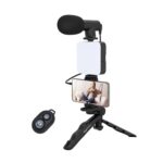 Vlogging Kit 6 in 1 for iPhone, Android (with Tripod), Mini LED + Cardioid Microphone + Phone Clip + Tripod for Live Broadcasting, Video Calling, Vlogging, YouTube, Instagram (T-6.1) - Image 2