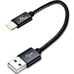 Wayona Nylon Braided USB Cable Data Sync & Fast Charging Short Power Bank Cable Compatible For iPhones (0.25M Short Cable, Jet Black) - Image 2