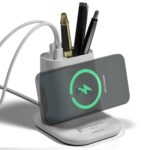 XECH Pen Stand with Wireless Charger | 15W Fast Wireless Charging Pad with USB-A & Type-C Output Ports | Stationery Holder | Valentine Gift for Girlfriend Boyfriend Men & Women (Quest) - Image 2