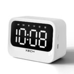 Xech Alarm Clock Students Heavy Sleepers | Mini Clock Speaker Dual Alarm | USB-C Powered | Ideal for Kids, Bedroom, Study Table | Valentine Gift for Girlfriend, Husband, Wife, Boyfriend (Eon White) - Image 2