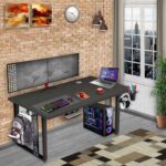 Xtreme M1-Gaming, Work & Study Desk. Feature Rich, Large for PC, Dual Monitors, iMac, and Laptops. Metal & Engineered Wood. Black Stand 4 Feet-(M1B425_ Smoke Pine Oak) - Image 2