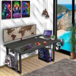 Xtreme M1-Gaming, Work & Study Desk. Large for PC, Dual Monitors, iMac, and Laptops. Metal & Engineered Wood. Black Stand 4 Feet (M1B4_Smoke Pine) - Image 2