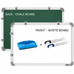 YAJNAS White Board 3 feet x4 feet (90x122 CM) Double Sided Whiteboard & Chalkboard Both Side Writing Board with 2 Markers + 1 Duster - Set of 4 Items - Image 2