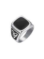 Yellow Chimes Stainless Steel Square Shaped Silver Rings for Men - Image 2