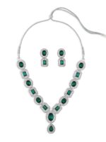 ZAVERI PEARLS Green Stones & Dazzling Austrian Diamonds Embellished Necklace & Earring Set For Women-ZPFK17196 - Image 2