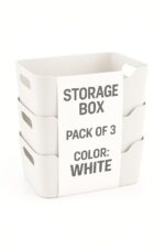 Zuku Storage Box Basket for Storage Plastic Organiser for Storage Bathroom Storage Box Small Plastic Organiser Bathroom Basket Boxes for Toys,Cosmetic,Accessory (White,3Pcs) - Image 2