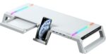 acer Ergo Multifunction Monitor & Laptop Stand Featuring RGB Lighting and a 4-Port USB Hub with Aluminum Multi Keyboard Storage Space Bar, Suitable for Both Office and Home Environments (White) - Image 2