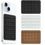 amazon basics Suction Phone Case Anti-Slip Silicone Hands-Free Sticky Pads for Phone Case Mount for Selfies Videos Mirror Shower Car Dashboard - Black,White,Brown (Pack of 3) - Image 2