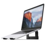 elove Laptop Stand for Desk, Portable Iron Stand Laptop Riser with Ventilated Design for Overheat Protection for 11-17 Inch laptops, Ergonomic Desktop Stand – Matte Black - Image 2