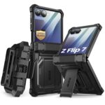 i-Blason for Samsung Galaxy Z Flip 7 Case with Stand, [Tempered Glass Screen Protector] [Hinge Protection] [Belt-Clip], Full-Body Military Protection Phone Case for Samsung Z Flip 7, Armorbox, Black - Image 2