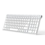 iClever Bluetooth Keyboard BK10, Multi-Device Rechargeable Wireless Keyboard with Number Pad, Ergonomic Design, Ultra-Thin, Minimalist Design Keyboard for Windows iPad iPhone Tablet, Sliver - Image 2