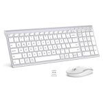 iClever Wireless Keyboard & Mouse Combo GK03-2.4G Portable Wireless Keyboard Mouse with Rechargeable Battery, Ergonomic Design, Full Size, Slim & Thin, Stable Connection, Adjustable DPI, Silver/White - Image 2