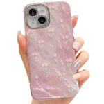 mobistyle Designed for iPhone 14 | Camera Lens Protection |Tulip Flower Pattern Print Design TPU+PC for Women Teen Girls Phone Back Cover Case (Tulip Pink) - Image 2