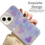 mobistyle Designed for iPhone 15 Plus Cover Cool Shining Shell Love Heart Pattern Design with TPU Edges Phone Back Cover Case for Girls Women (Bling Heart Purple) - Image 2