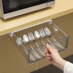 oddpod Reed Under The Table Hidden Drawer/Acrylic Desk Organiser For Home & Office - Black (Small), Stationery - Image 2