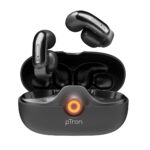 pTron Bassbuds Vortex Clips Wireless Open Ear Earbuds w/Chrome Finish, SafeBeats Tech, 50Hrs Playtime, Dual HD Mic w/AI-ENC, 10mm Driver, Pristine Sound, BTv5.4 Earclips, Type C Charging (Obsidian) - Image 2
