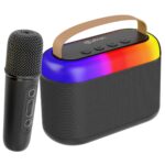 pTron Newly Launched Fusion Joy 20W Bluetooth Speaker with Wireless Karaoke Mic, 6Hrs Playtime, Vivid RGB Lights, Voice Effects, Multi-Play Modes BT5.3/TF Card & Type-C Charging Port (Black) - Image 2