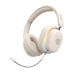 pTron Studio Xtreme, 70hrs Playtime, 40ms Low-Latency, Wireless Over Ear Headphones w/Detachable Mic & TruTalk ENC Calls, 40mm Drivers, RGB Lights, BT5.4, Dual Device Pairing & Type-C Charging (Beige) - Image 2