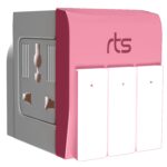 rts 3 Pin Multi Plug Socket-Universal Travel Adapter with Individual Switch Safety Shutter LED Indicator-3 Way Plug Extension for Computer, PC, Printer, Laptop, Television, Phone,iPad,DSLR Camera Pink - Image 2