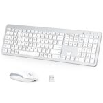 ​​iClever GK08 Wireless Keyboard and Mouse - Rechargeable Ergonomic Keyboard with Number Pad, Silent Typing, 2.4G Stable Connection, Slim Design for Mac & Windows (Silver)​​ - Image 2