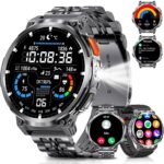 1.85" Big Screen Military Smart Watch for Men with Flashlight, 730mAh Large Battery, IP68 Waterproof, Bluetooth Calling, 114 Sports Modes Fitness Tracker for iOS Android - Image 2