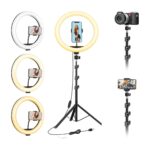 10-Inch LED Ring Light with Adjustable Stand Perfect for Photography, Makeup, and Live Streaming Dimmable Brightness, Colour Temperature Control Light Photography Tripod - Image 2