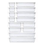 14 PCS Clear Plastic Drawer Organizer Tray for Makeup, Kitchen Utensils, Jewelries and Gadgets - Image 2