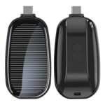 1500mAh Large Capacity Battery Small Solar Charger Solar Power Bank Keychain Charger for Mobile Phones with Carabiner Emergency Power Supply - C pin - Image 2
