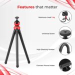 Tygot T-11 Flexible Gorillapod Tripod with 360° Rotating Ball Head Tripod for All DSLR Cameras(Max Load 1.5 kgs) & Mobile Phones + Free Heavy Duty Mobile Holder(Black) (12 Inch, Black and Red) - Image 3