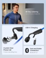 SHOKZ OpenMove Bluetooth Wireless Headphones with Mic, Bone Conduction Wireless Headset with 6H Playtime, IP55 Waterproof Sports Headphones for Running, Workout, Cycling (Elevation Blue) - Image 4